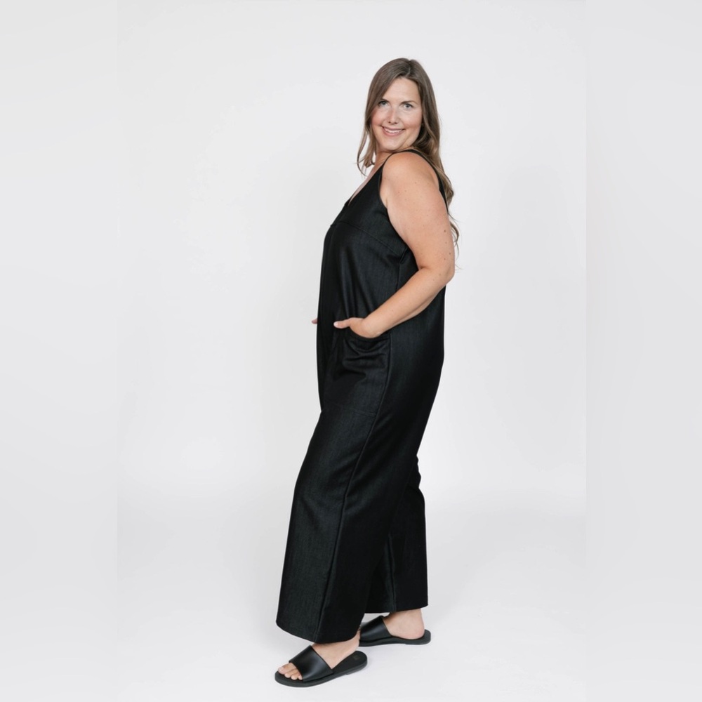 NWT MELANI DENIM ROMPER IN BLACK DENIM by Smash + Tess - Picture 4 of 11